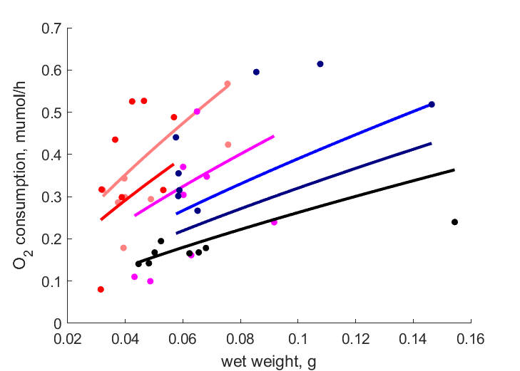 Data at 19, 17, 15, 13, 11, 9 C