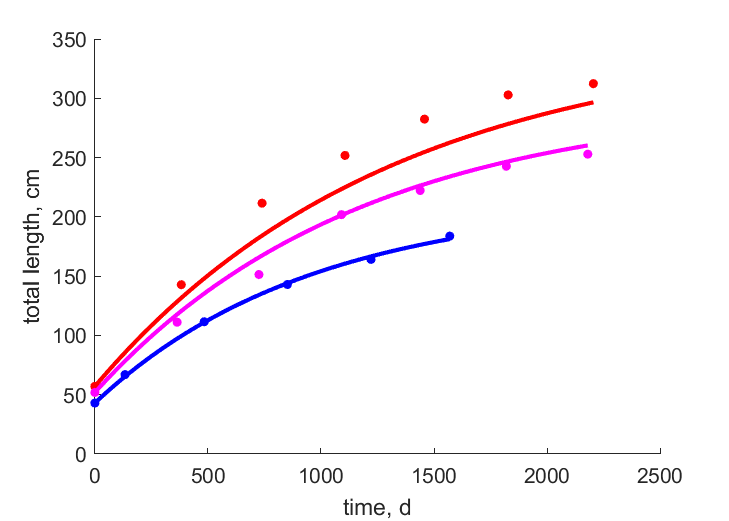 Data for high-food female, male, low-food male