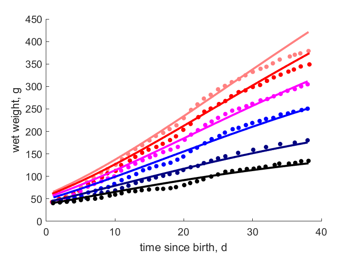 Data for different feeding levels