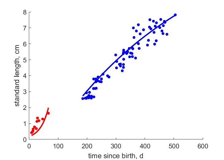 Data for larva, post-larva